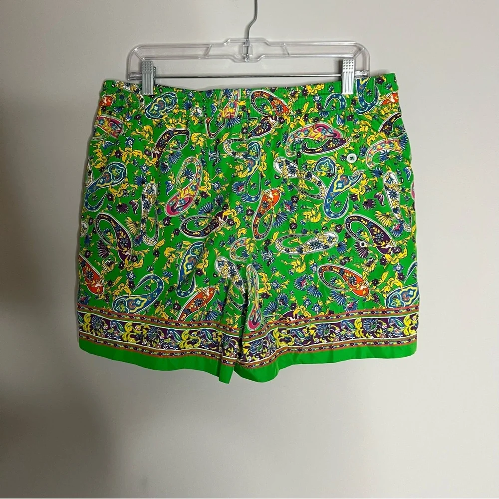 Ralph Lauren Purple Label Amalfi Paisley Print Swim Shorts In Green Men's Large